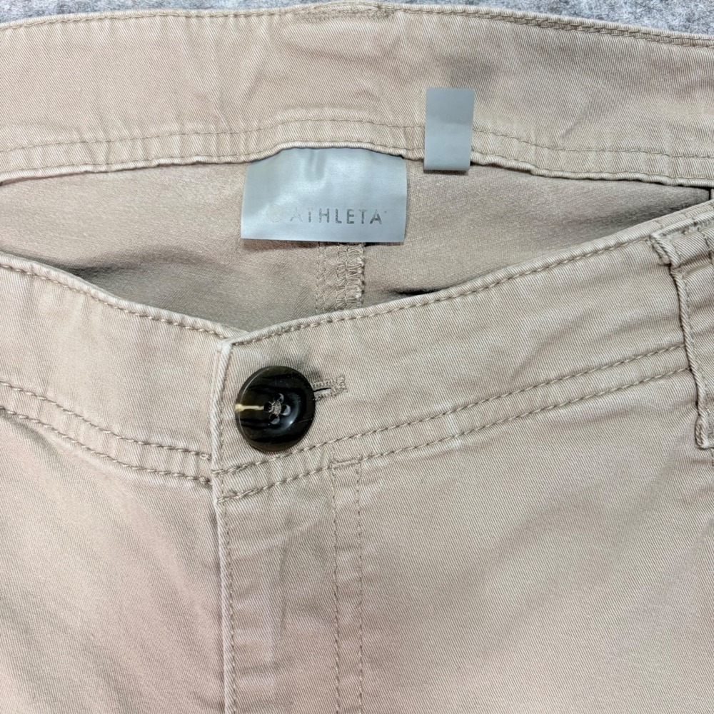 Athleta Khaki Ankle Pants Women Organic Cotton Blend Casual Zipper Detail size 2 - Picture 3 of 8